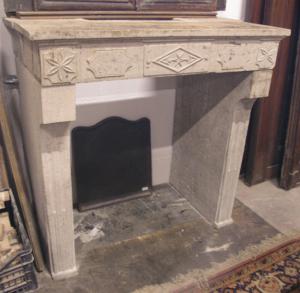 chp283 small stone fireplace, 19th century, 101 x 101 cm
